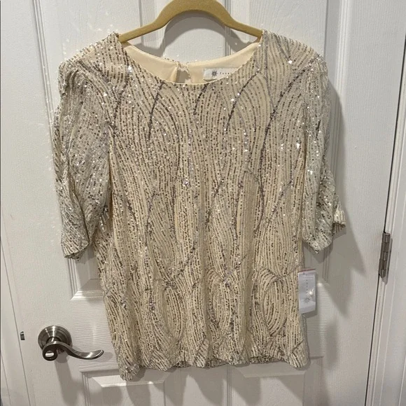 Fever Cream and Silver Sequin Blouse - Picture 2 of 8